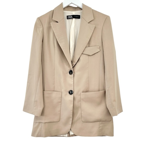 Zara Jackets & Blazers - Zara Gray Beige Greige Oversized Wool Blend Blazer Jacket sz XS
